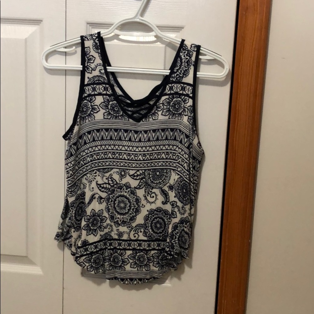 White and navy blue summer shirt